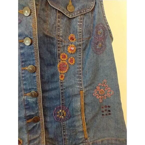 Vtg 90s Hearts of Palm Women’s Denim Vest Sz 8 Embroidered Floral Indie Western - Picture 9 of 9
